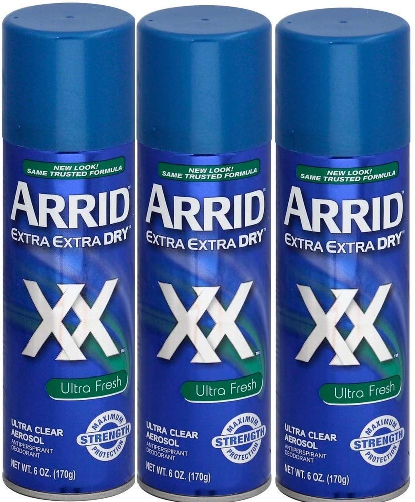 Arrid XX Ultra Clear spray bottle offers all-day protection and a fresh citrus-floral scent.