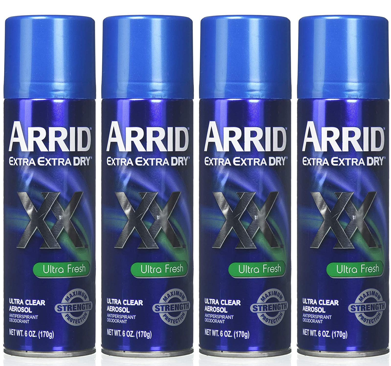 Arrid XX Ultra Clear spray bottle delivering long-lasting freshness for active days.