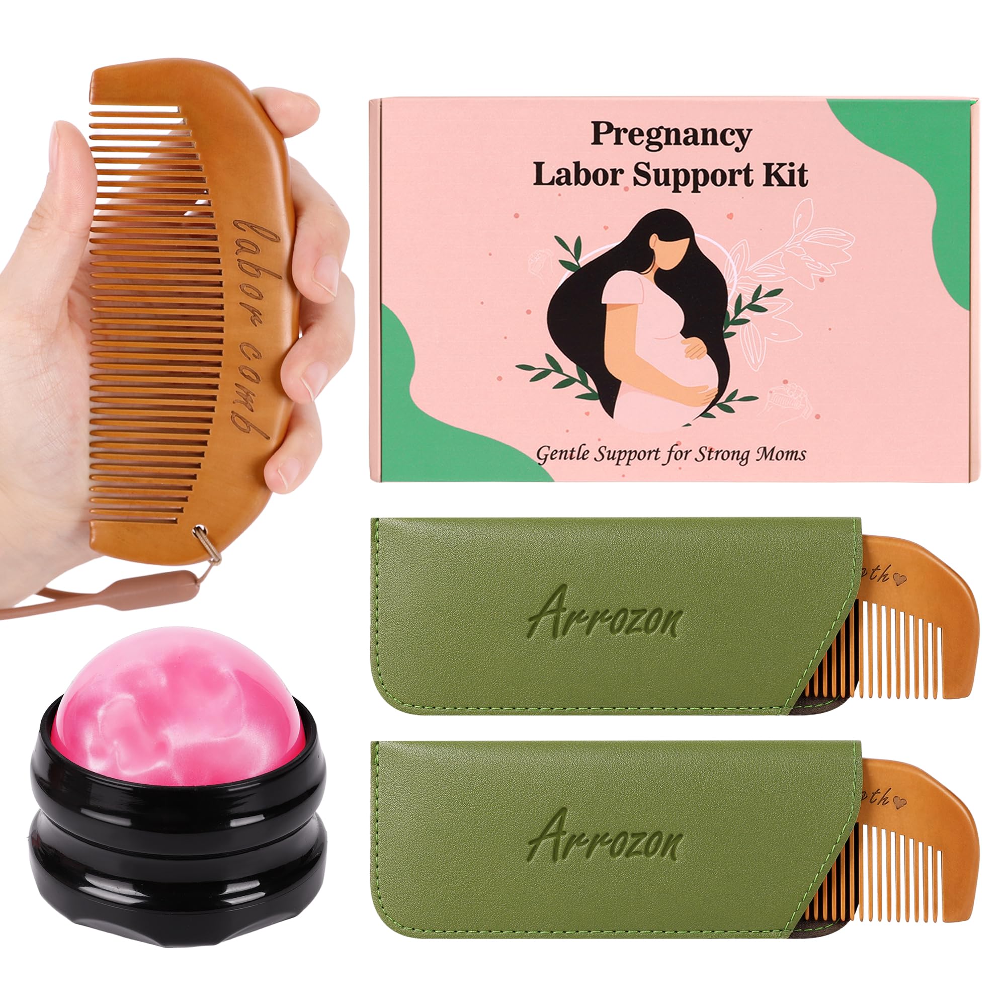 Arrozon labor comb kit with wooden birth combs for labor support