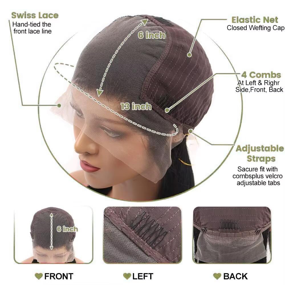 Arsola wig cap detail highlights secure fit with strap and combs.