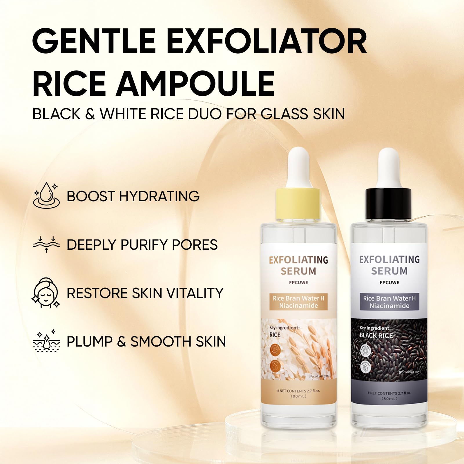 Art anime Peel Shot Glow Rice Ampoule packaging highlights vegan formula and clean ingredients