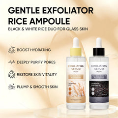 Art anime Peel Shot Glow Rice Ampoule packaging highlights vegan formula and clean ingredients