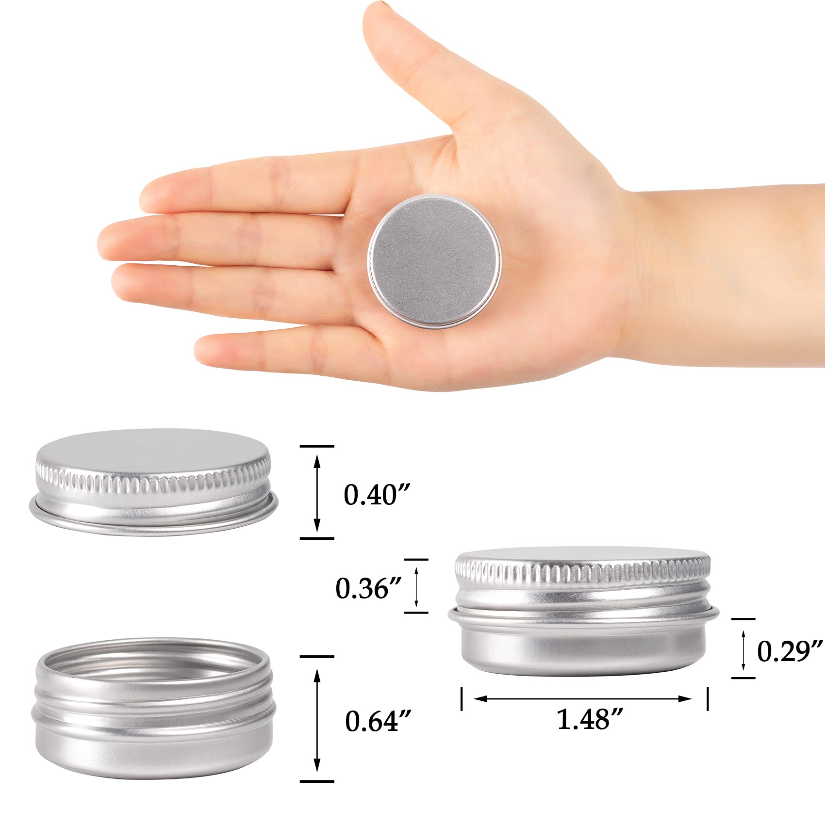 Art Secret tin dimensions show 4 cm diameter and 1.7 cm depth.
