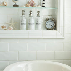 Artanis Home body wash bottle with waterproof label creates cohesive bathroom styling.