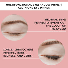 ARTDECO All In One Eye Primer swatches picture shows enhanced color depth for vibrant shadows.