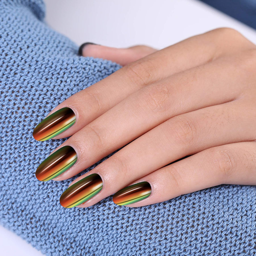 Artdone mirror-finish on black base nails demonstration