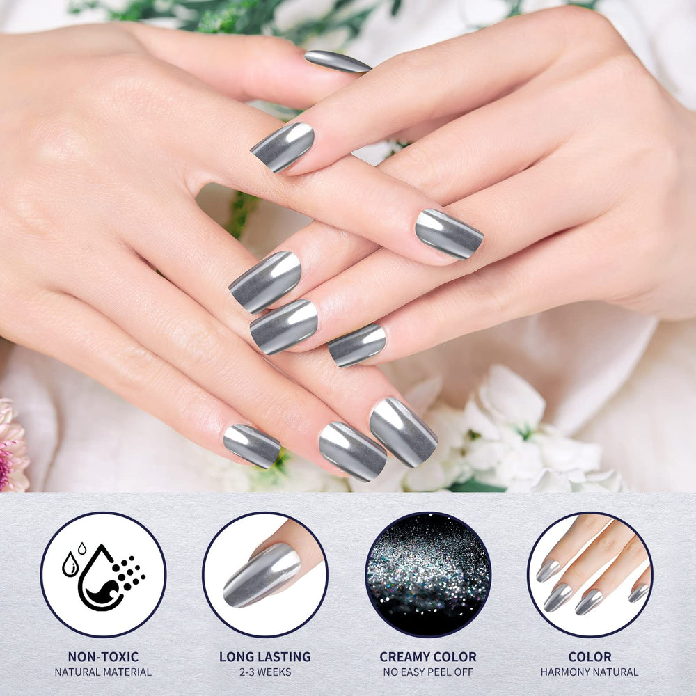 Artdone chrome powder holographic aurora effect for glamorous nail design.