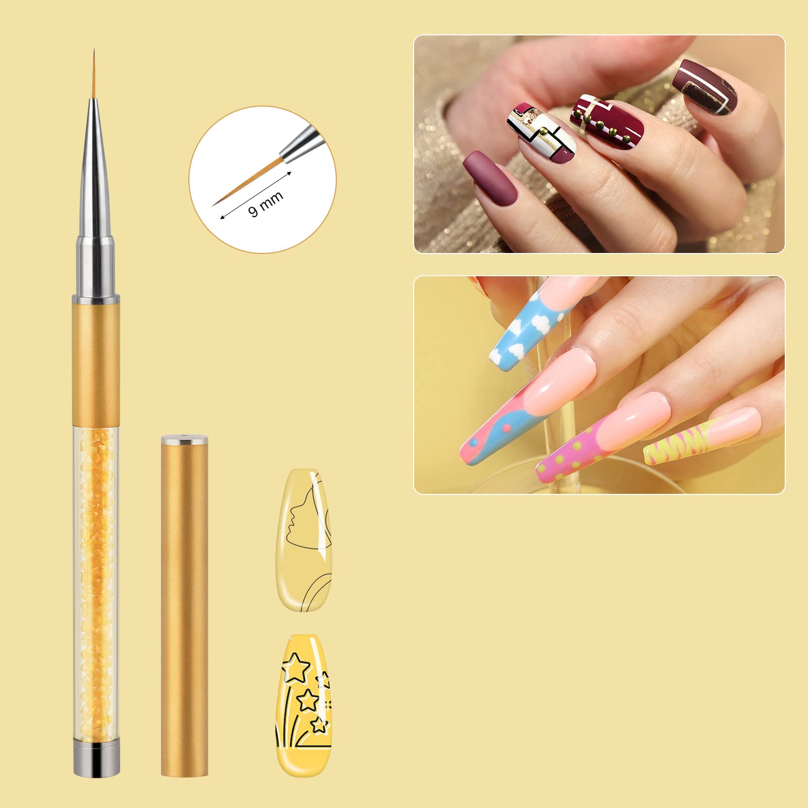 Artdone nail art brushes compatible with gel polish and acrylic for versatile use
