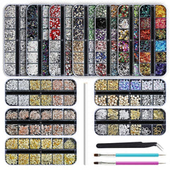 Artdone nail rhinestones 12-boxes showcases quick glam accents for DIY nails.