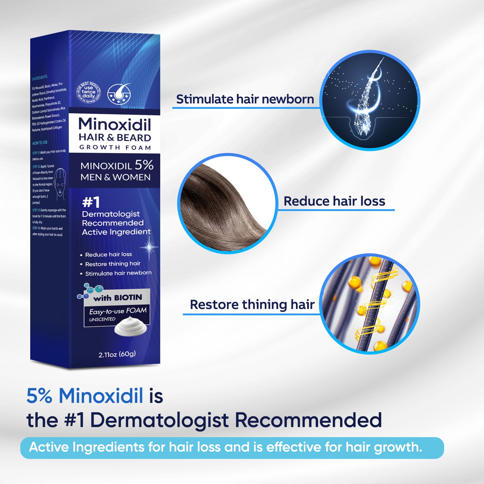 Artimore Minoxidil Foam packaging highlighting value and 12 oz bottle.