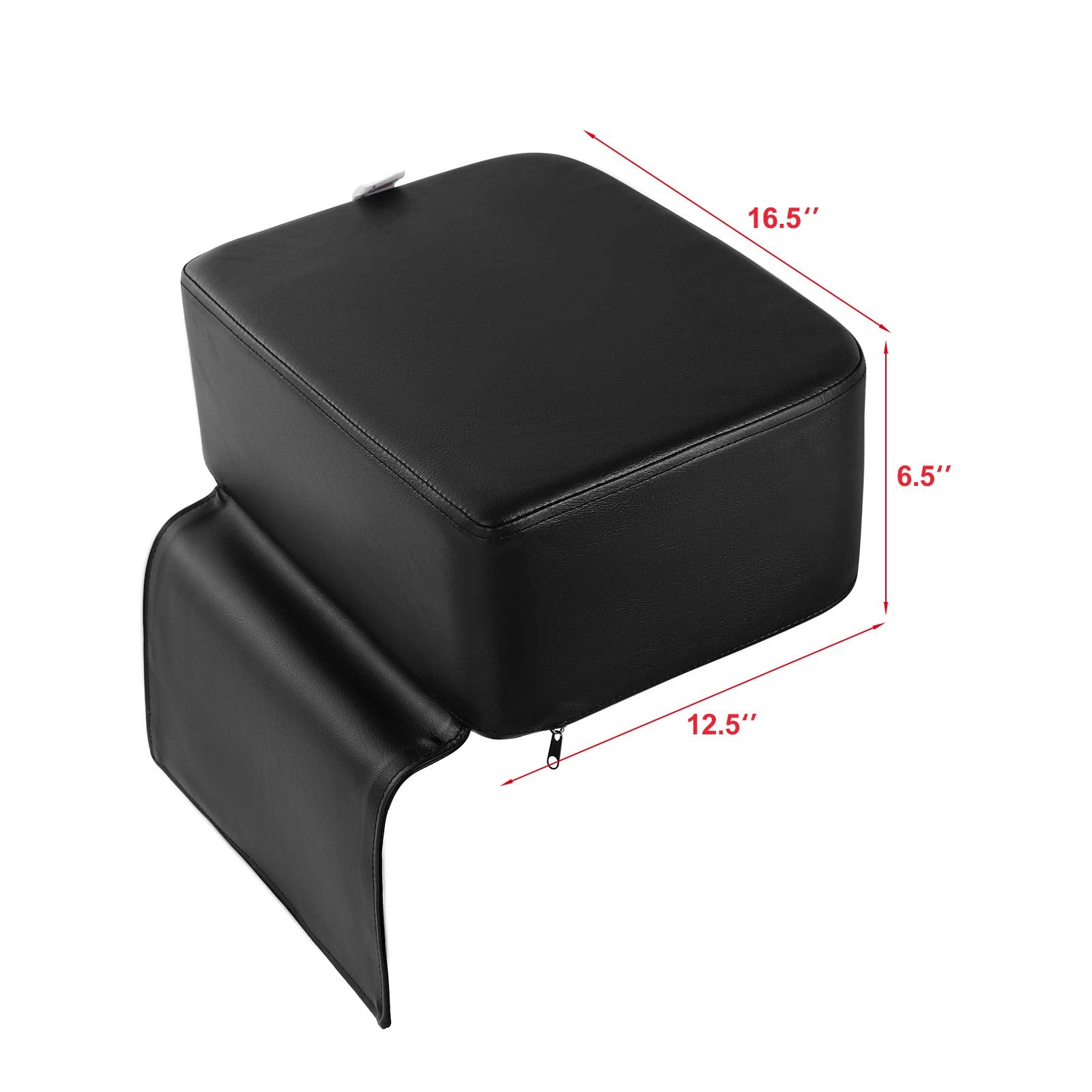 Artist hand children's leather cushion oversize barber seat black side view—height boost for eye-level interactions