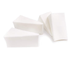 Artist's Choice triangle sponge close-up shows crisp edges for precise makeup blending.