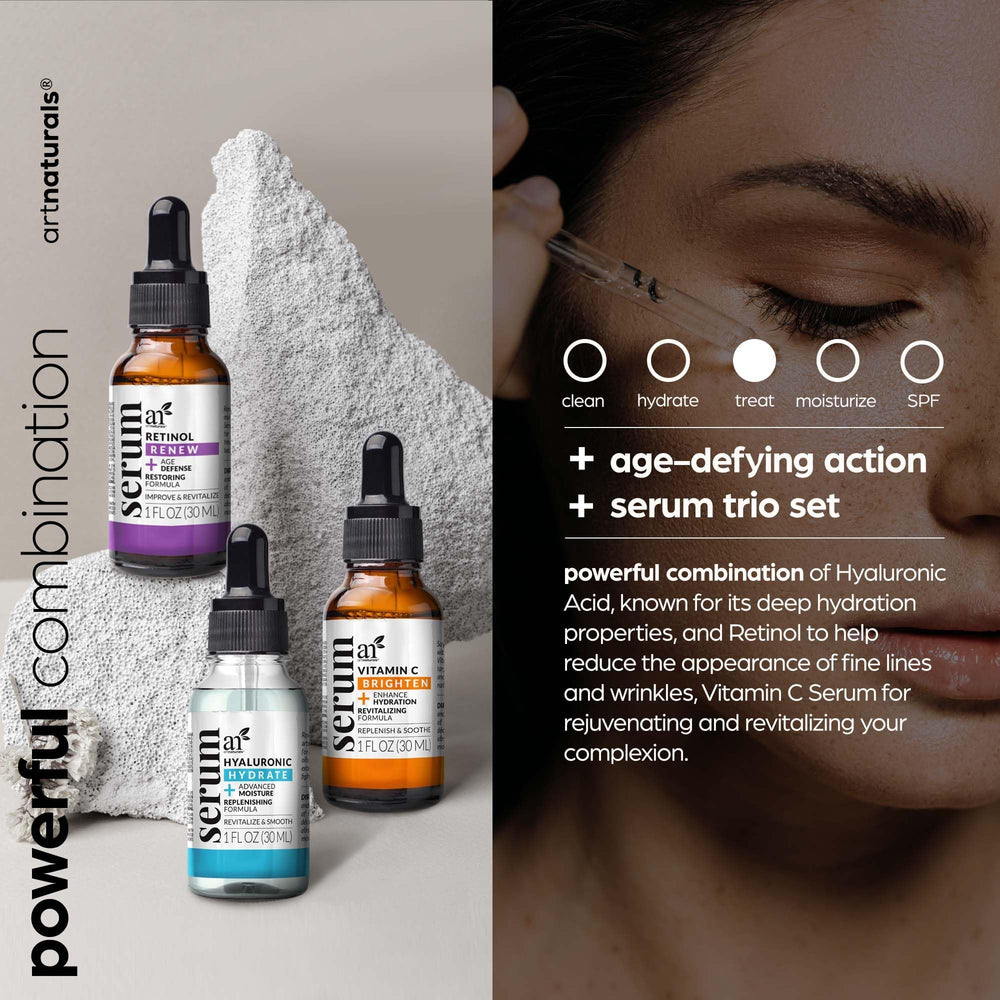 ArtNaturals anti-aging set packaging spread suggesting gifting and nightly routine