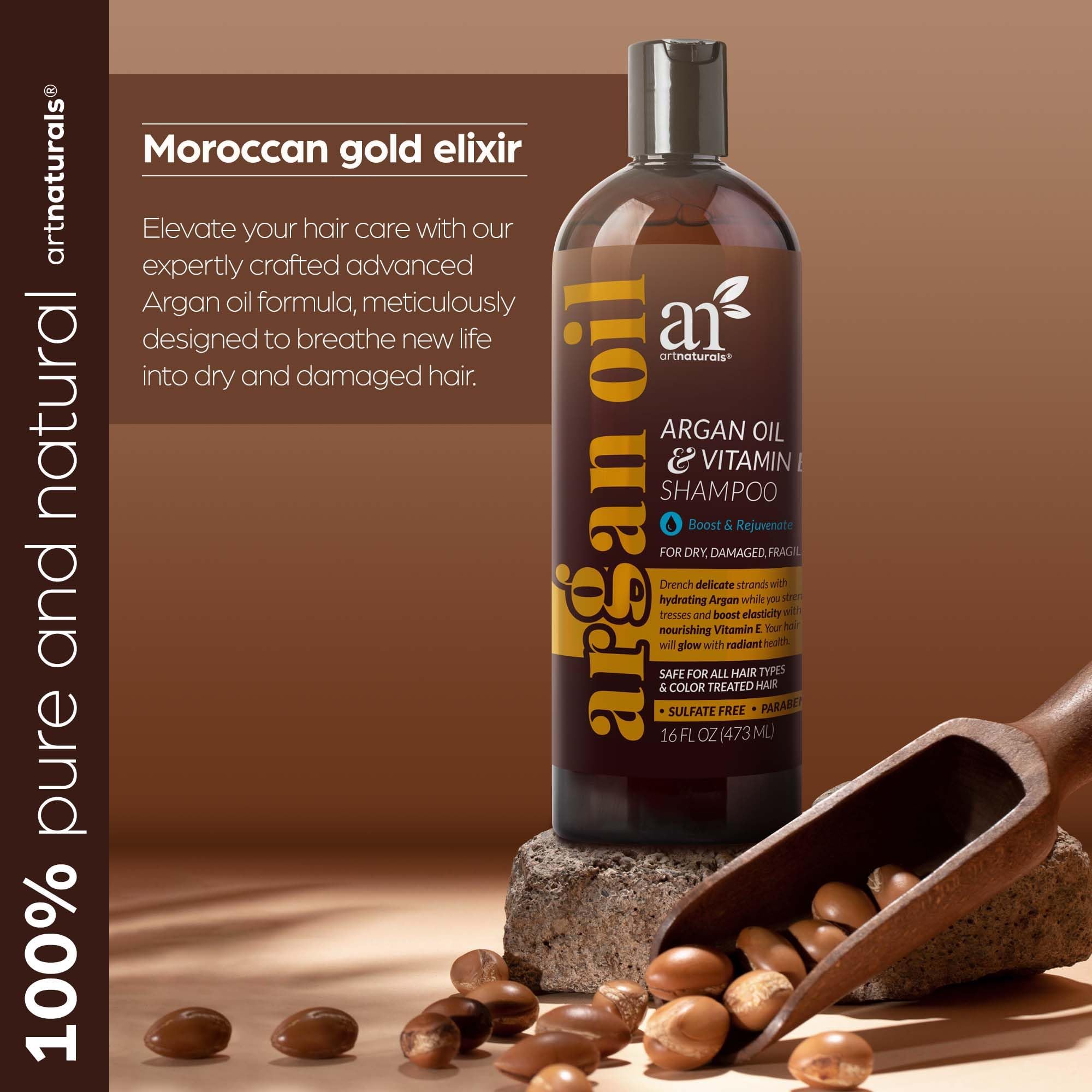 artnaturals Argan Hair Growth Shampoo scalp-application demonstrates soothing massage