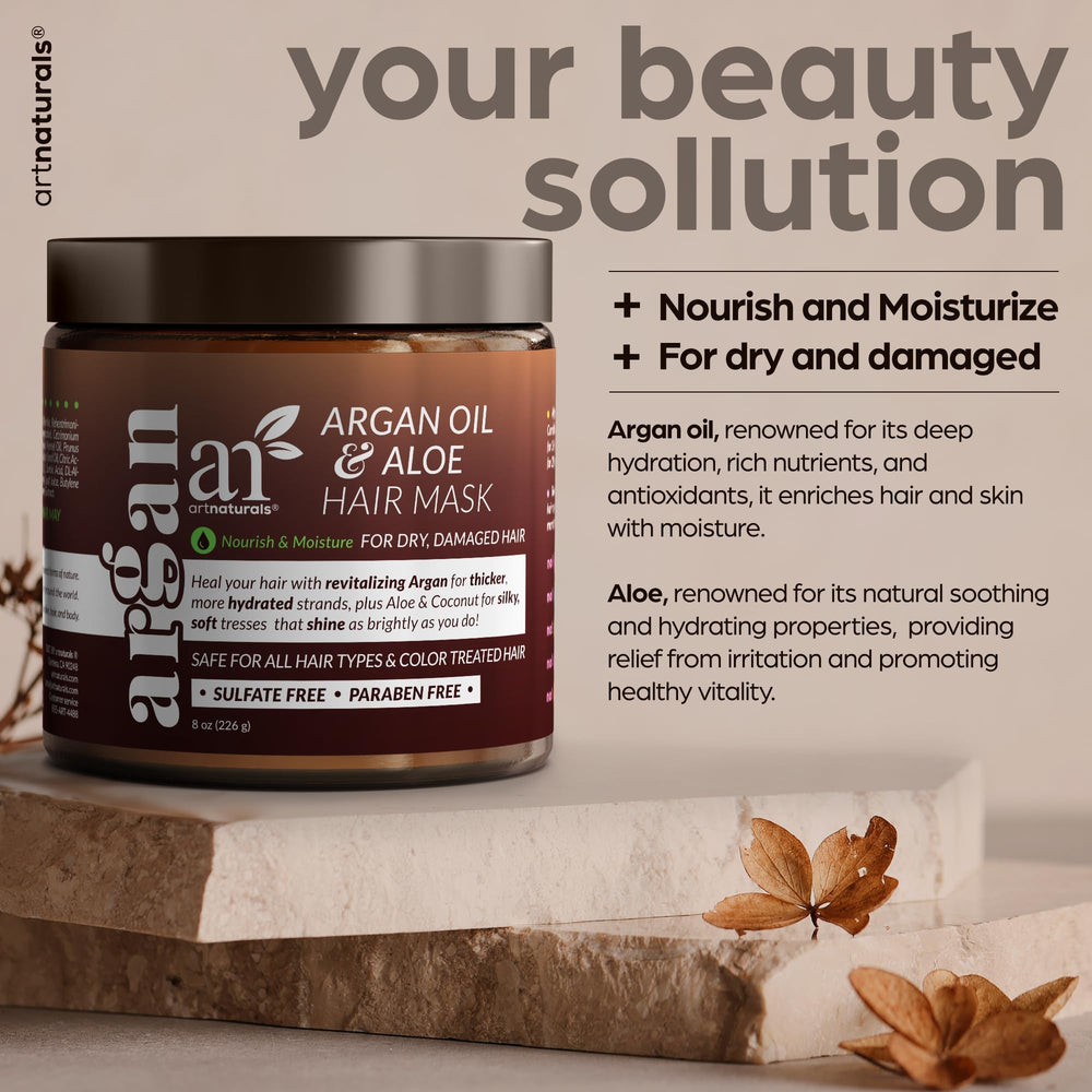 Artnaturals Argan Hair Mask bottle in shower demonstrates smooth application.
