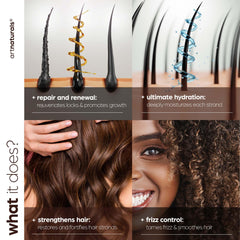 artnaturals Moroccan Argan Oil ingredients close-up — argan oil and aloe vera nourish hair.