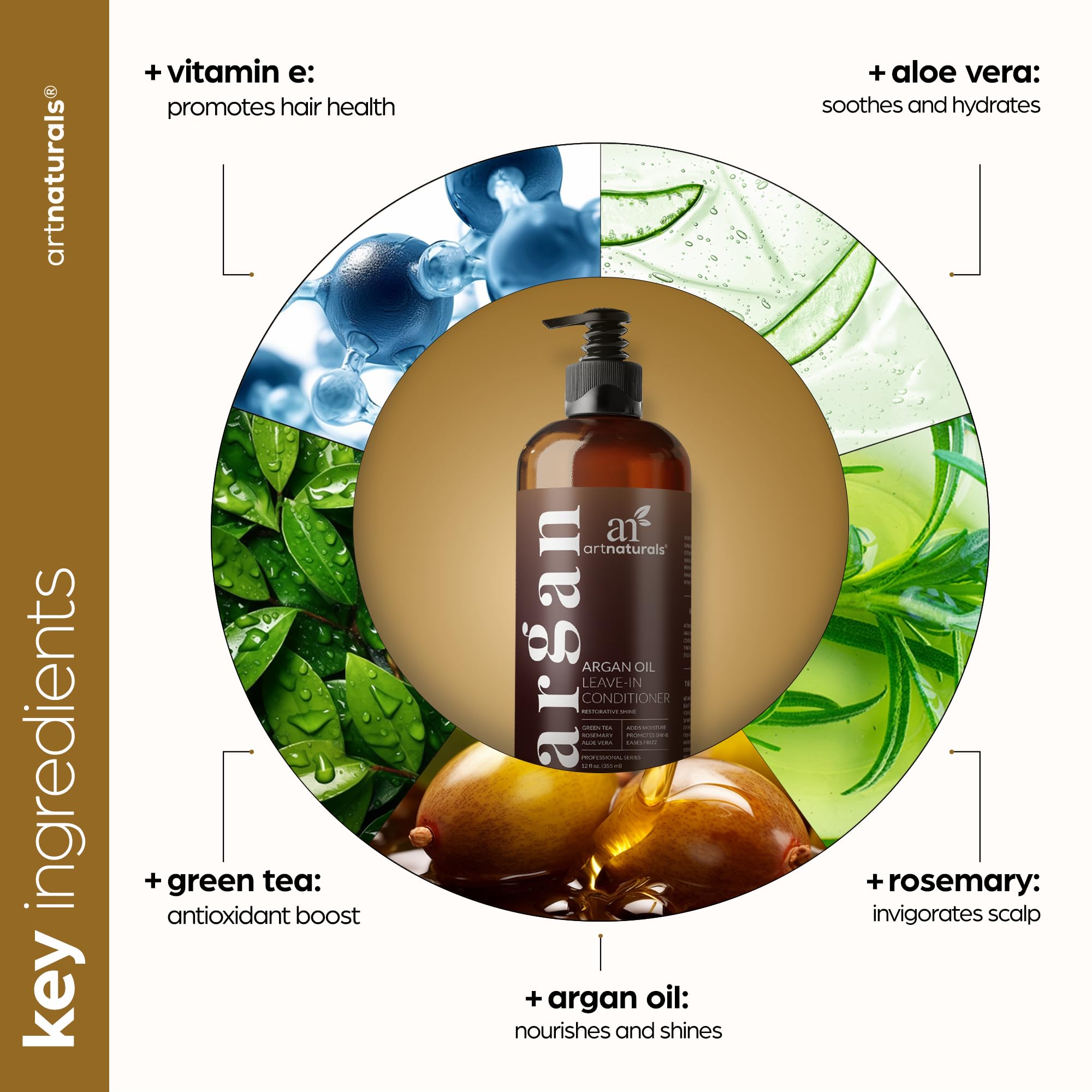 Artnaturals Argan Oil Leave-In Conditioner close-up shows creamy texture for deep conditioning.