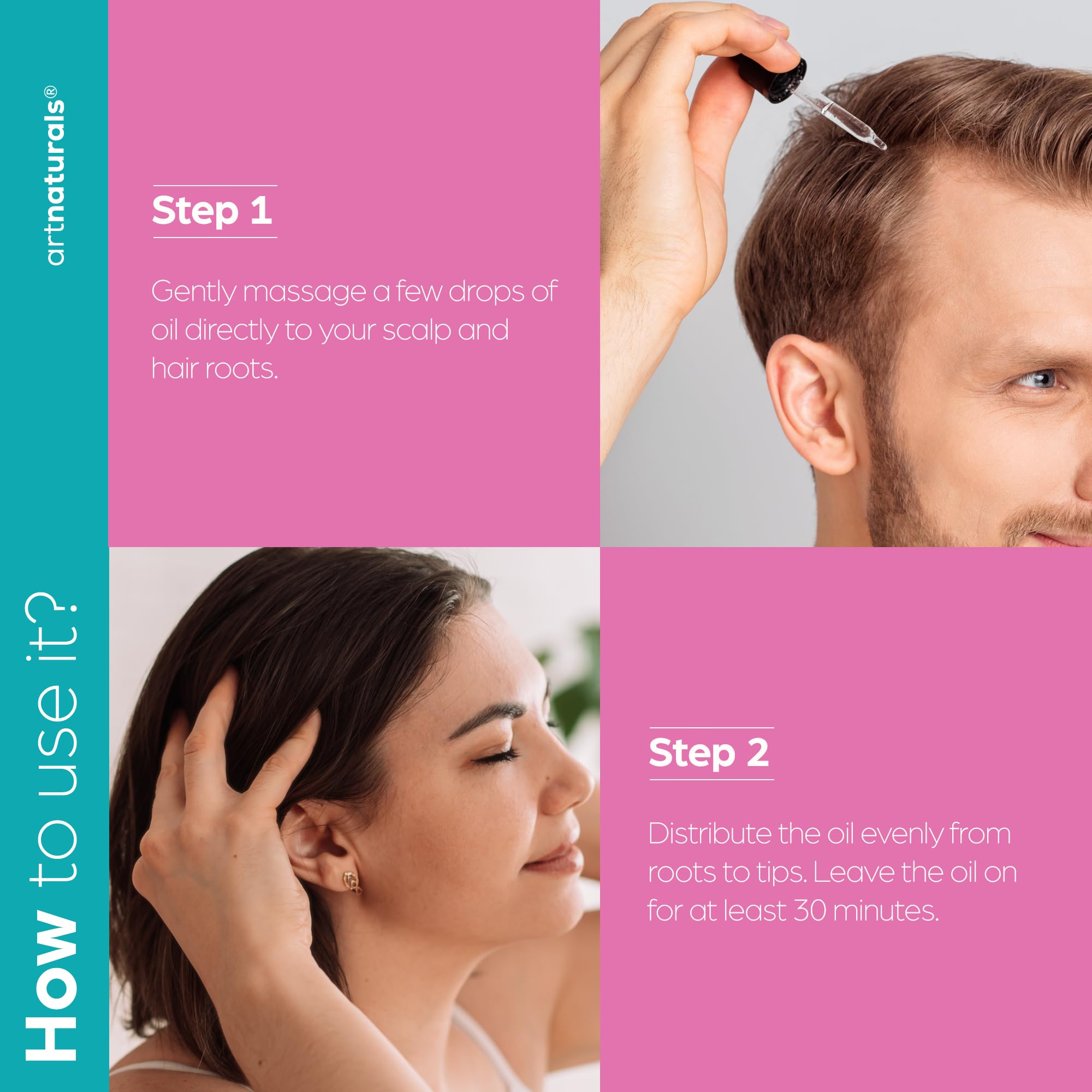 ArtNaturals Biotin Collagen Hair Oil frizz-control effect on hairstyle.