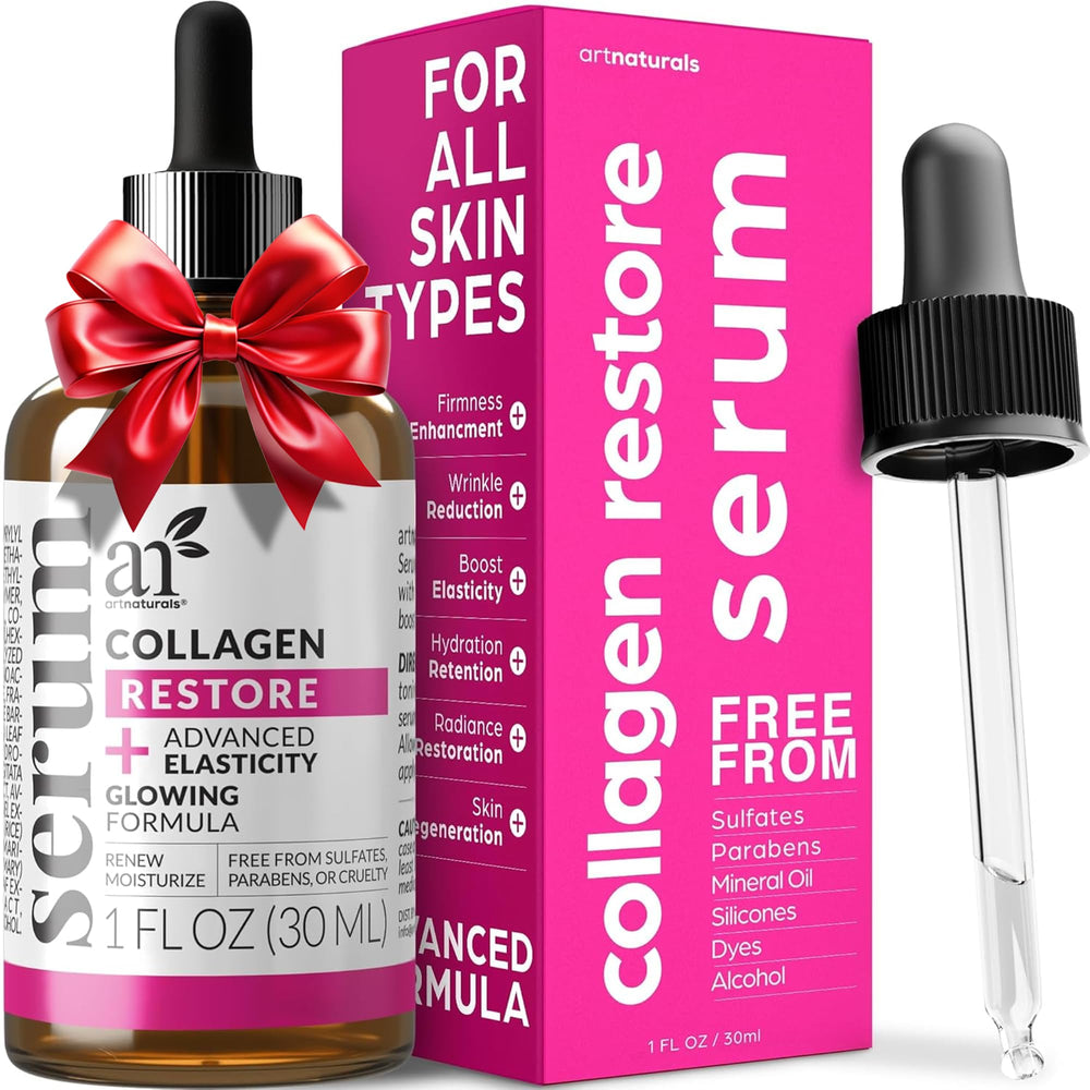 Artnaturals Collagen Booster Serum bottle closeup highlights lightweight hydration