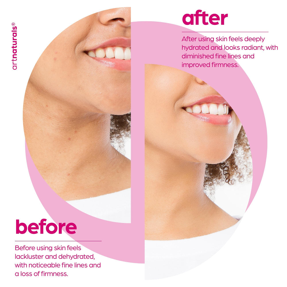 Artnaturals Collagen Booster Serum hyaluronic acid graphic highlights deep hydration