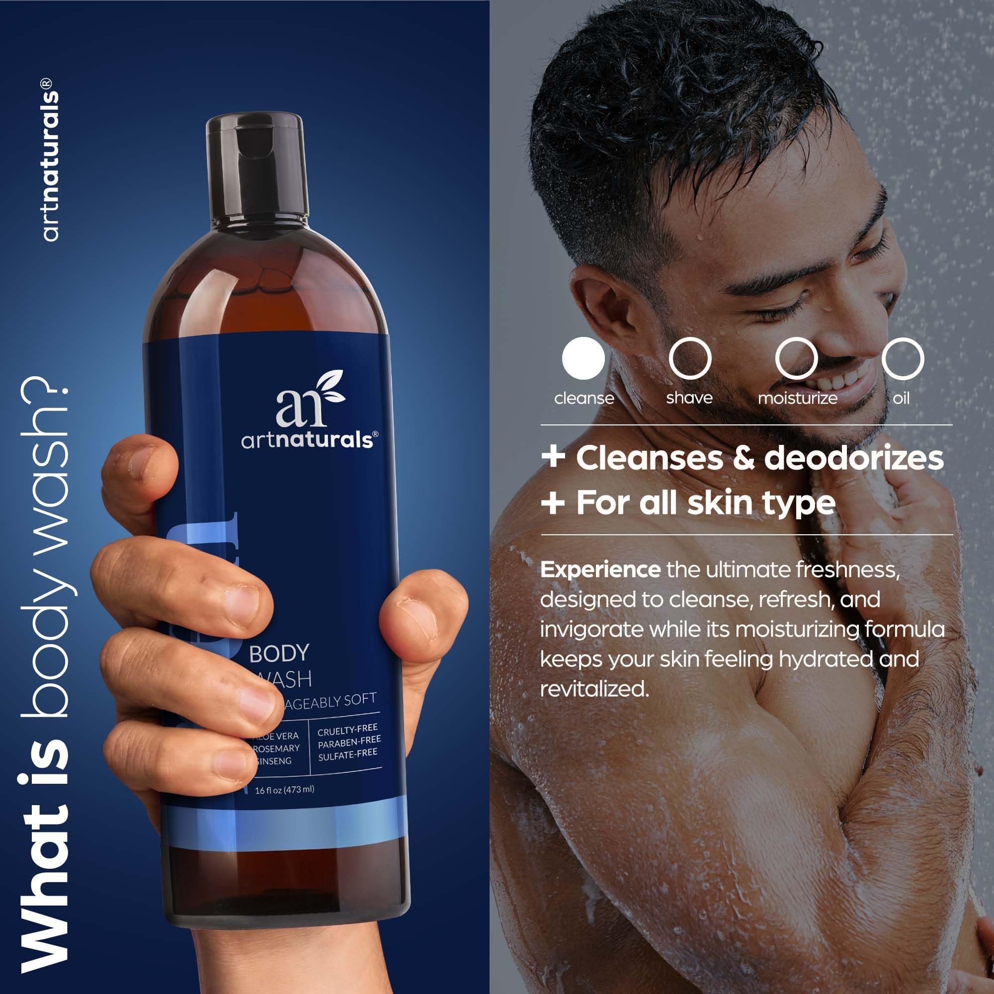 artnaturals Men’s Fresh Body Wash lather delivering a deep-clean feel