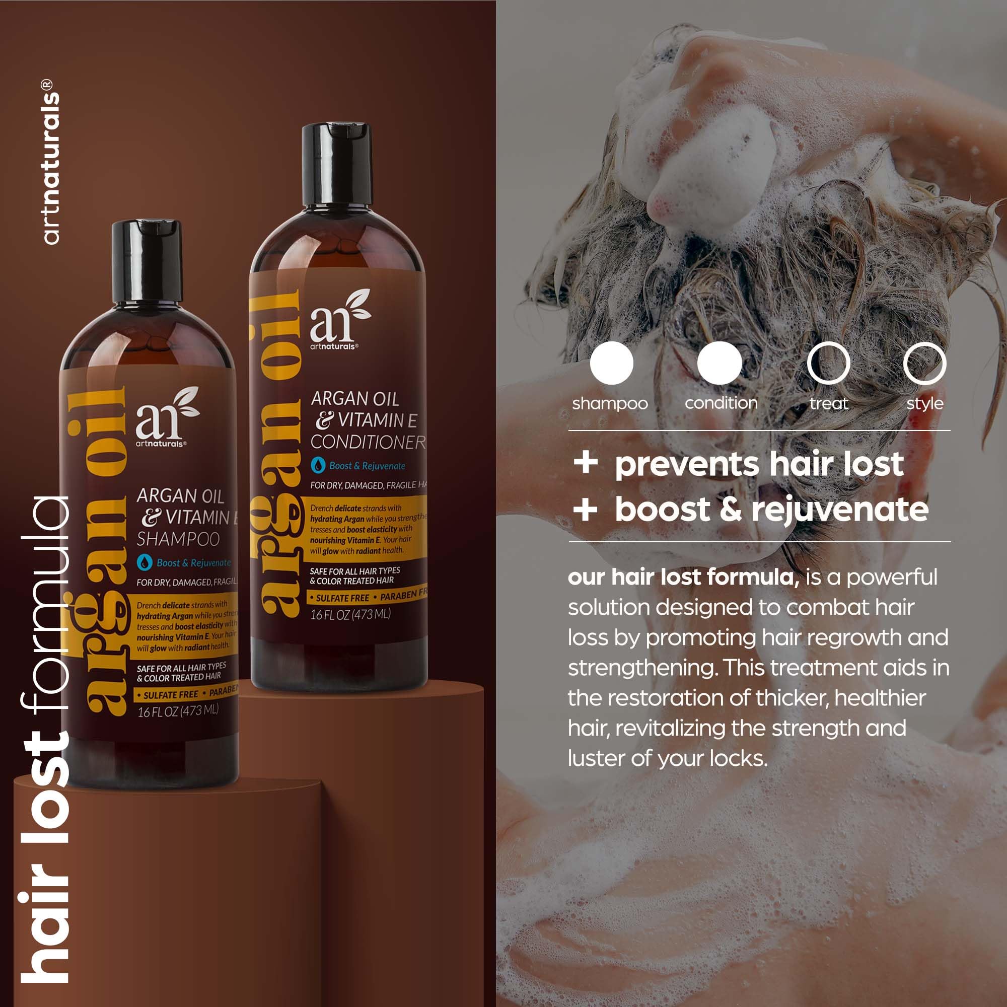 artnaturals Moroccan Argan Oil Conditioner bottle — nourishes and detangles for easier styling.