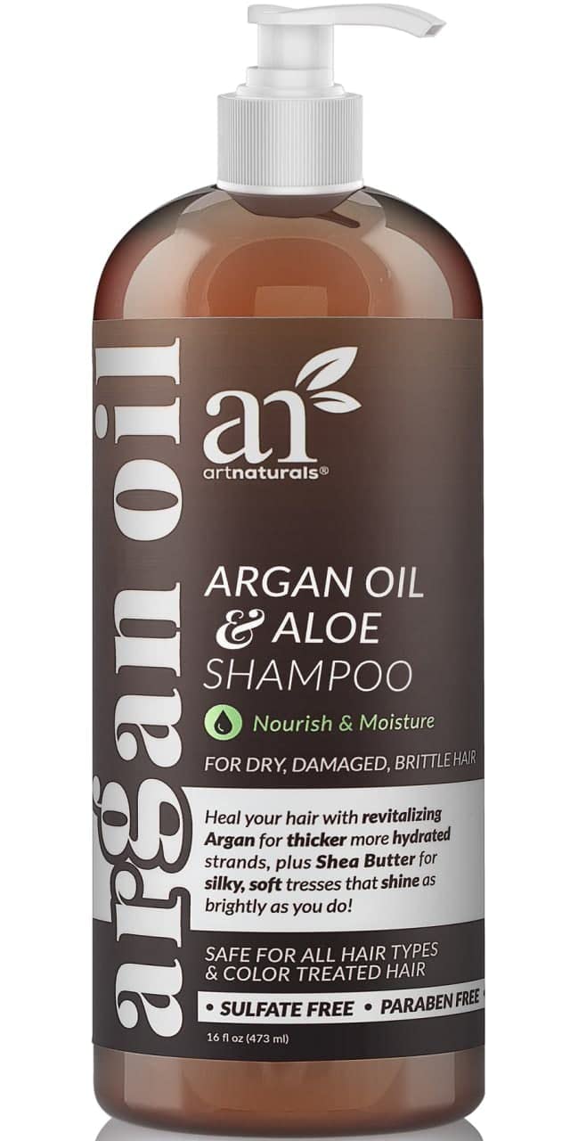Artnaturals Moroccan Argan Oil Shampoo bottle showing product on shelf for all hair types