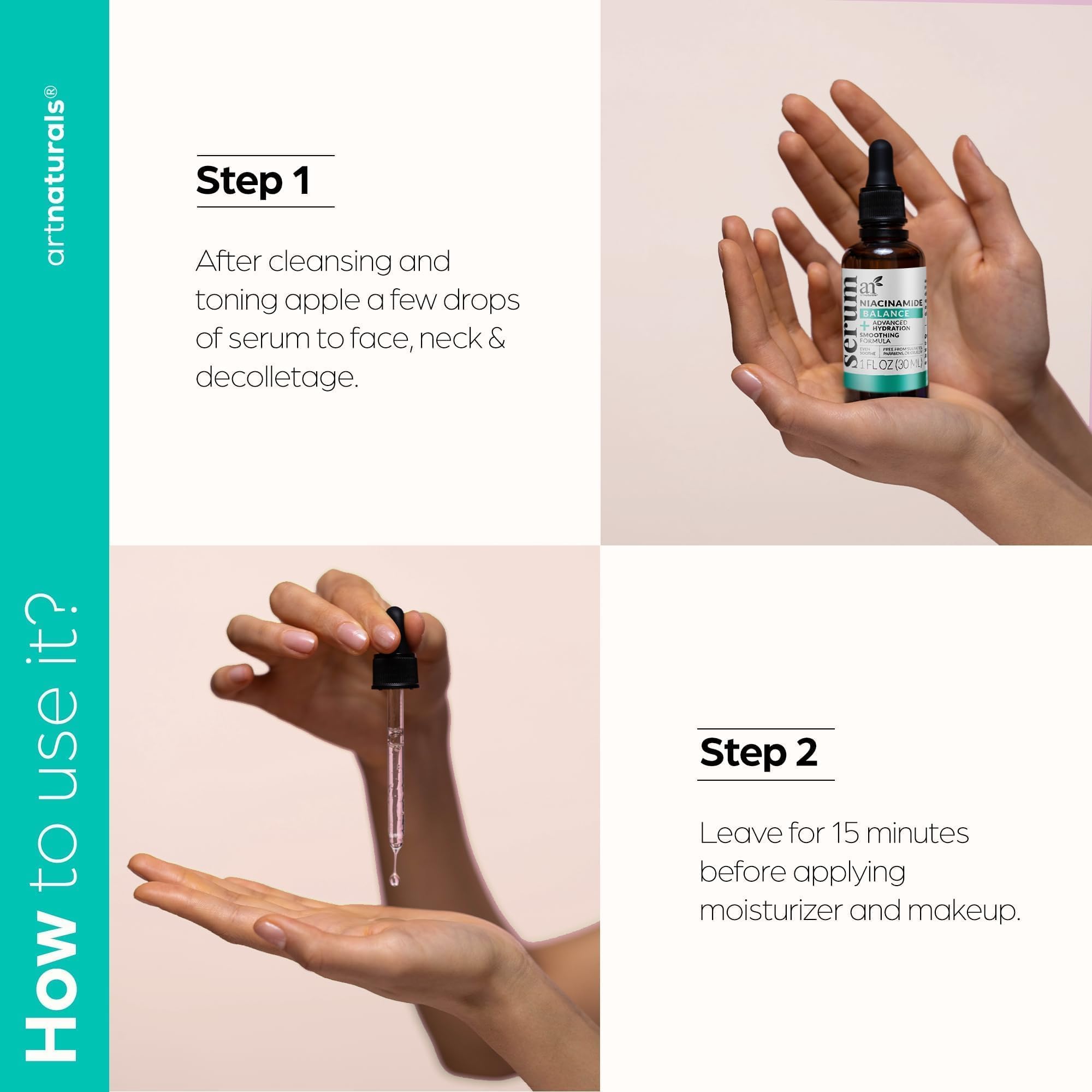 Artnaturals Niacinamide Serum texture is silky and non-greasy on the skin.