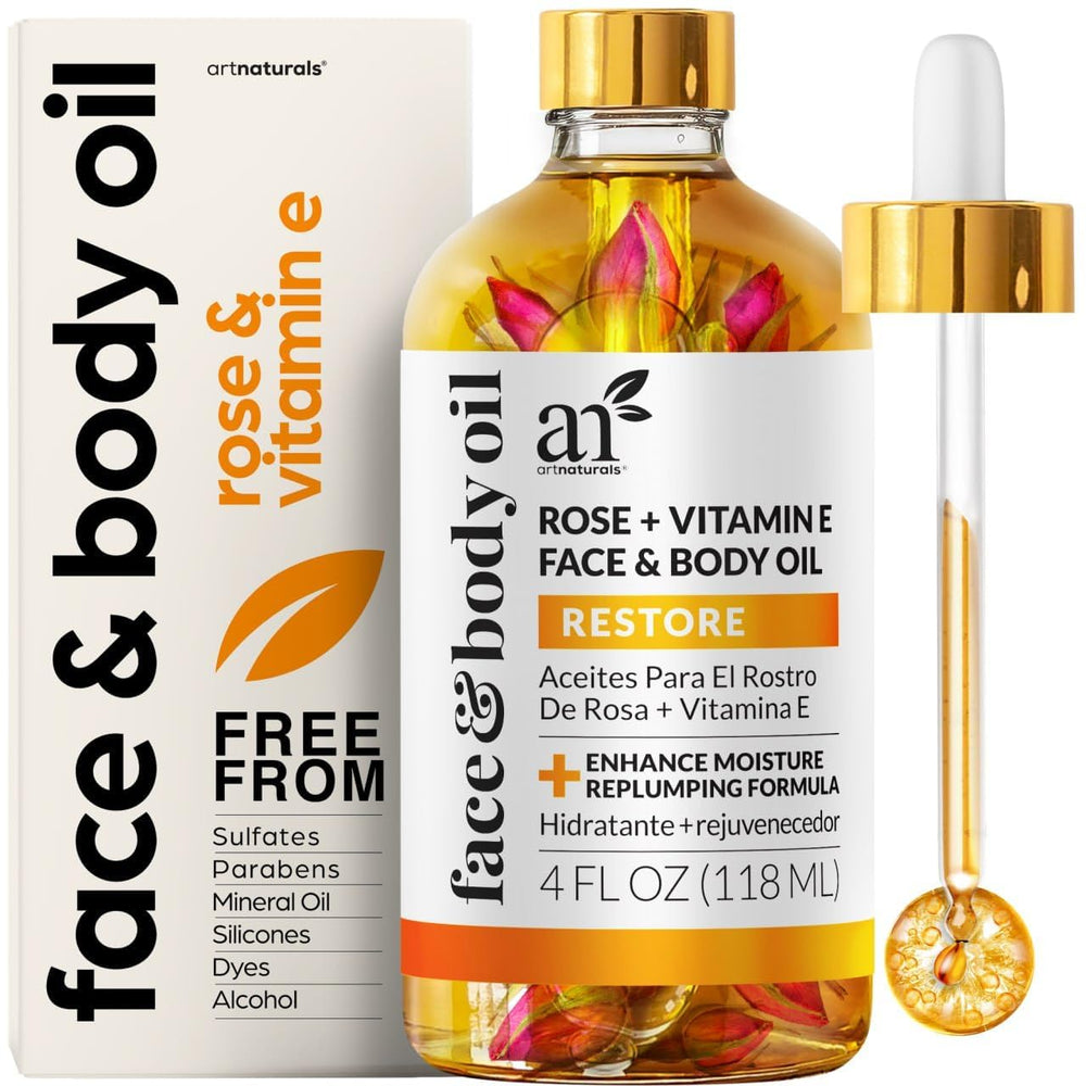 Artnaturals rose oil bottle — deeply hydrating formula for radiant skin.