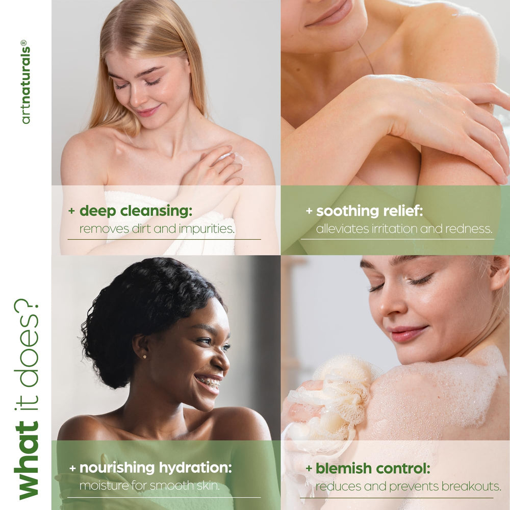 Artnaturals Tea Tree Body Wash foamy lather for sensitive skin cleansing