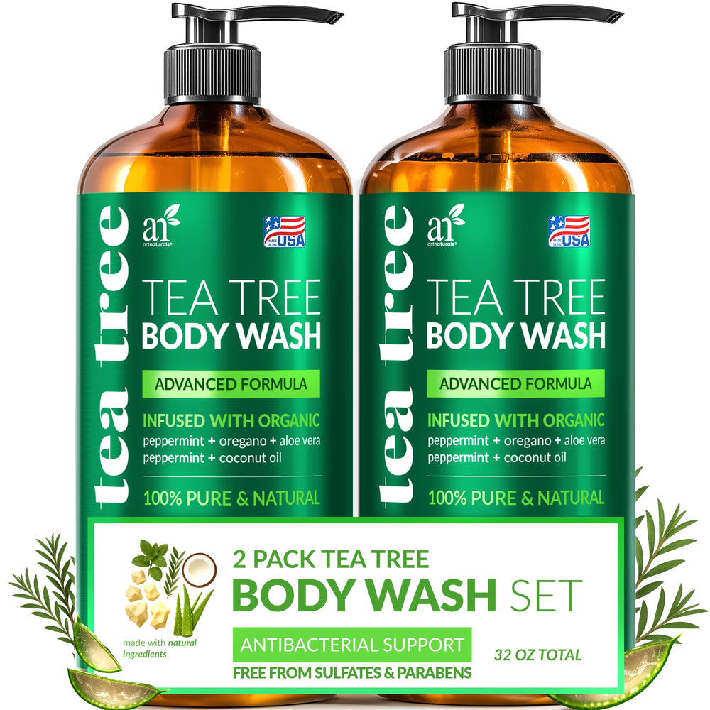 Artnaturals Tea Tree Oil Body Wash bottle offers a refreshing cleanse for clearer skin.