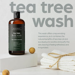 Artnaturals Tea Tree Oil Body Wash lather in hand shows rich foam for deep cleanse.