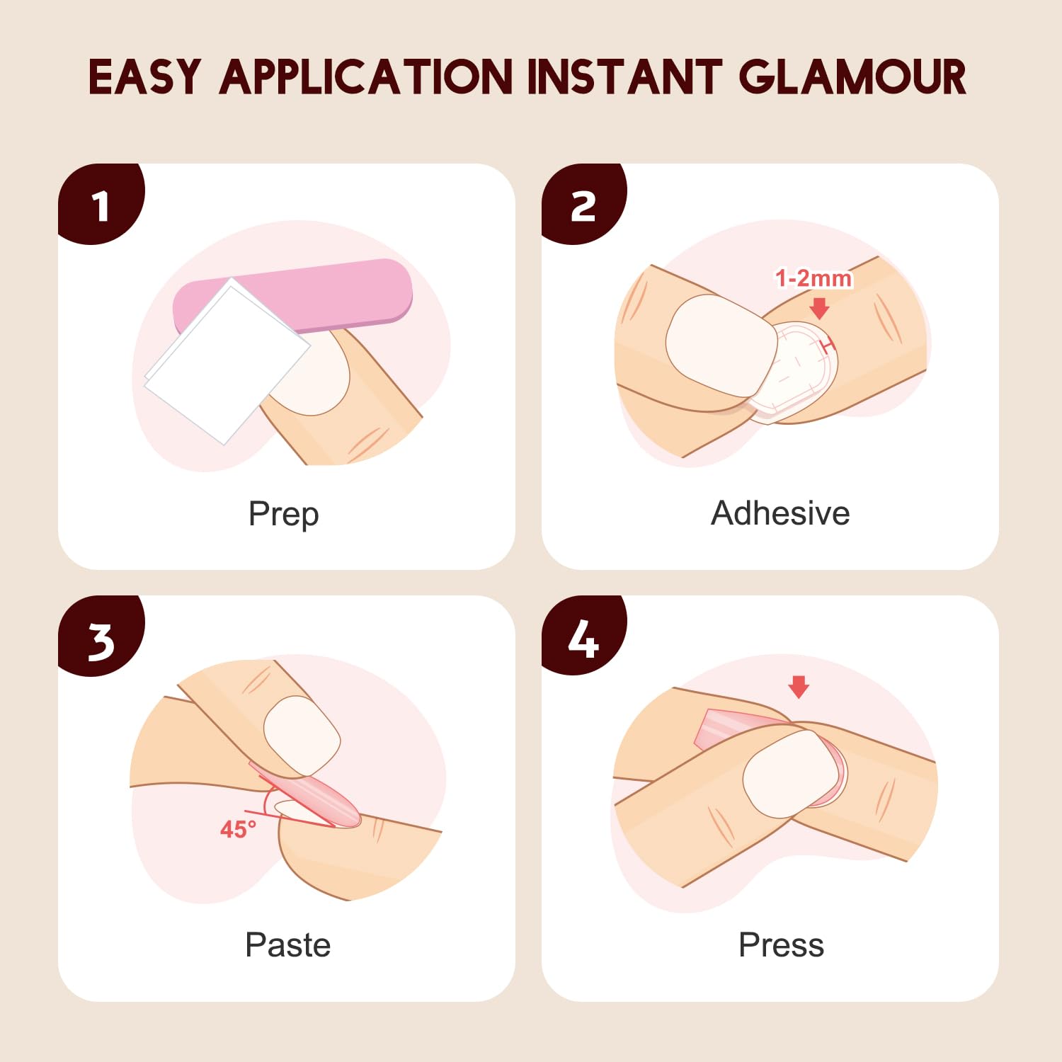 Artquee red almond nails are reusable and designed for up to three weeks of wear.