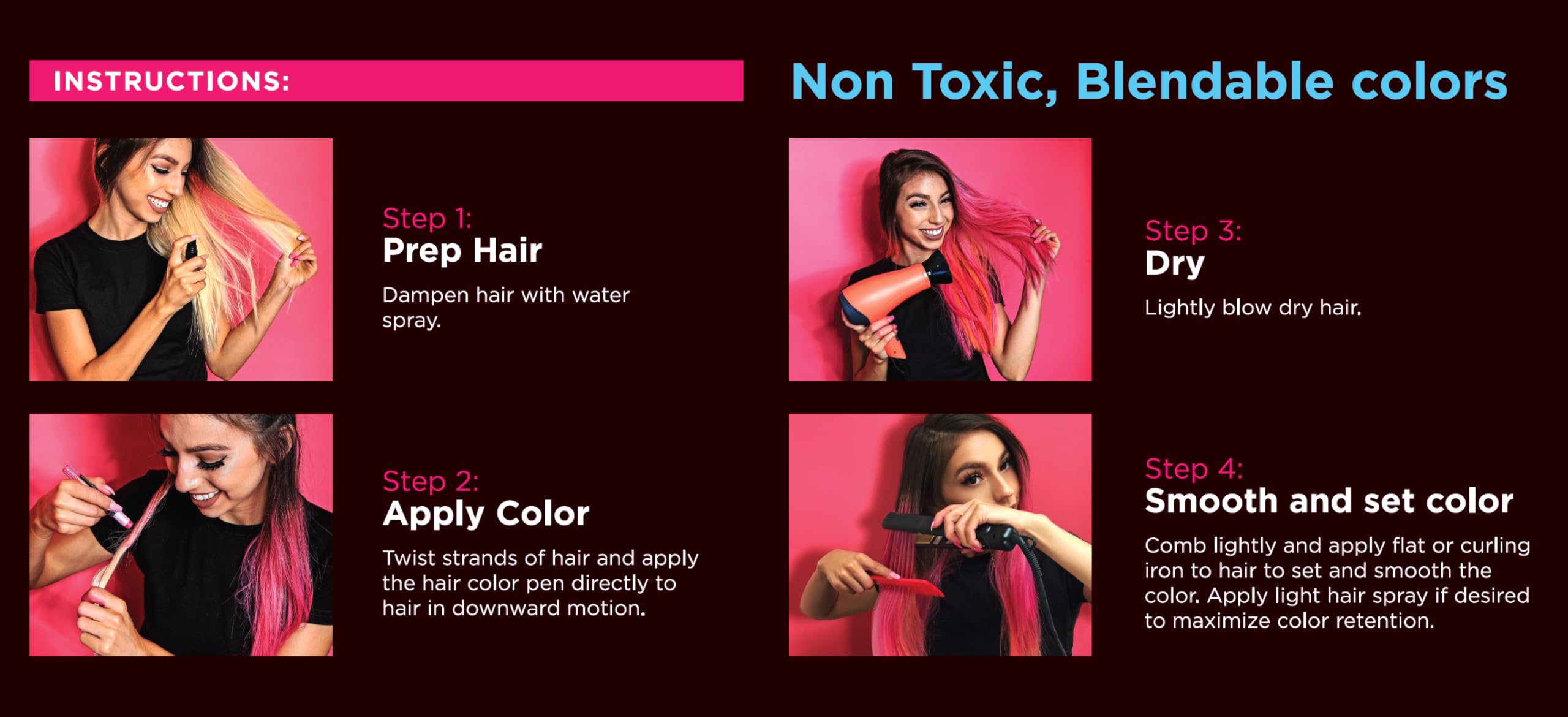 ArtShip Design hair chalk easy-use casing close-up demonstrates mess-reducing design