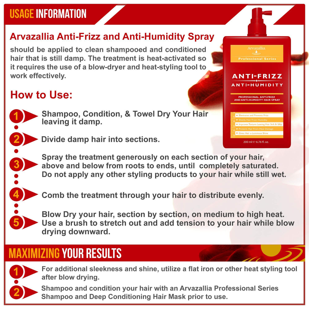 Arvazallia Antifrizz Hair Spray finish shows shiny, manageable hair after styling