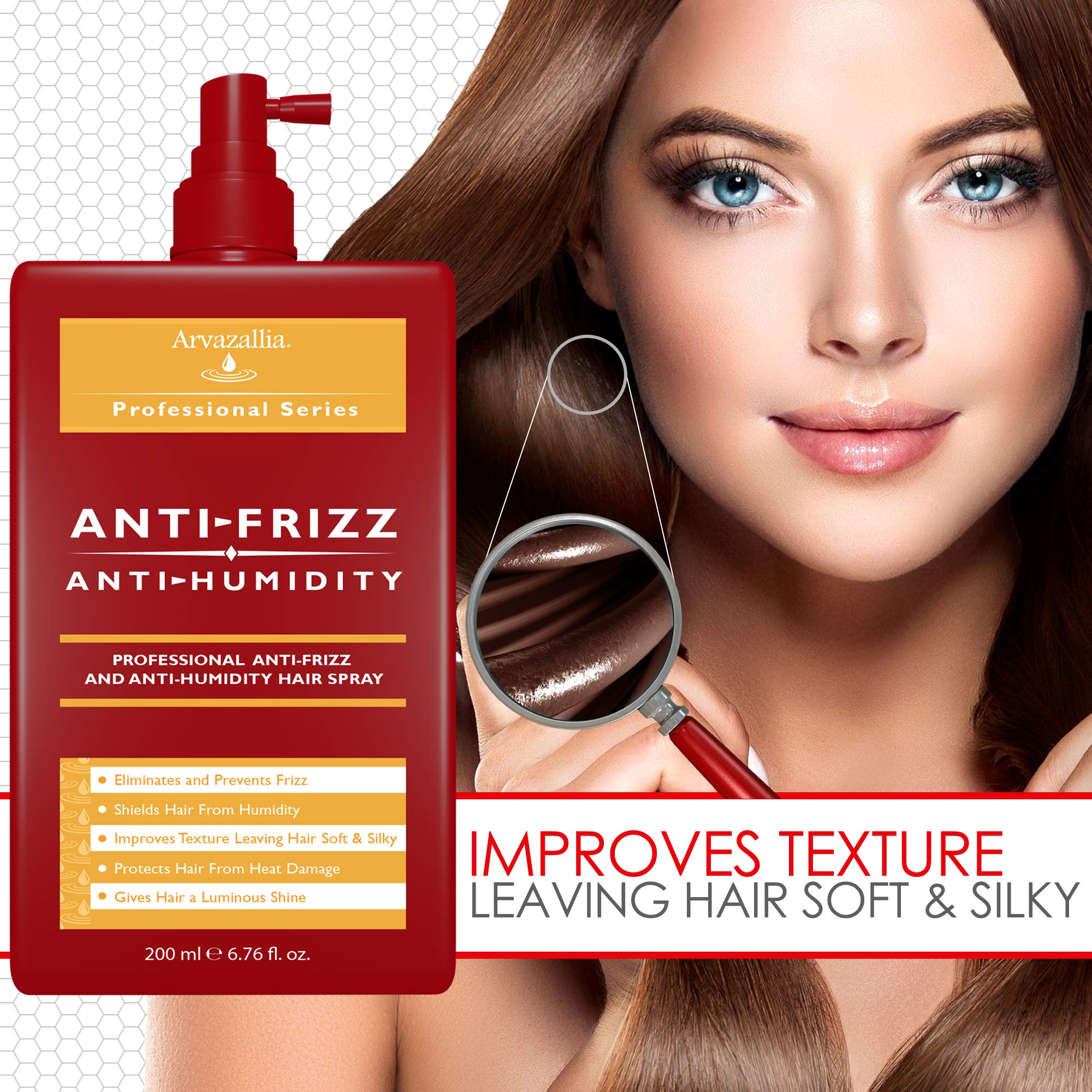 Arvazallia Antifrizz Hair Spray on-dry-hair demonstrates heat protection during blow-drying