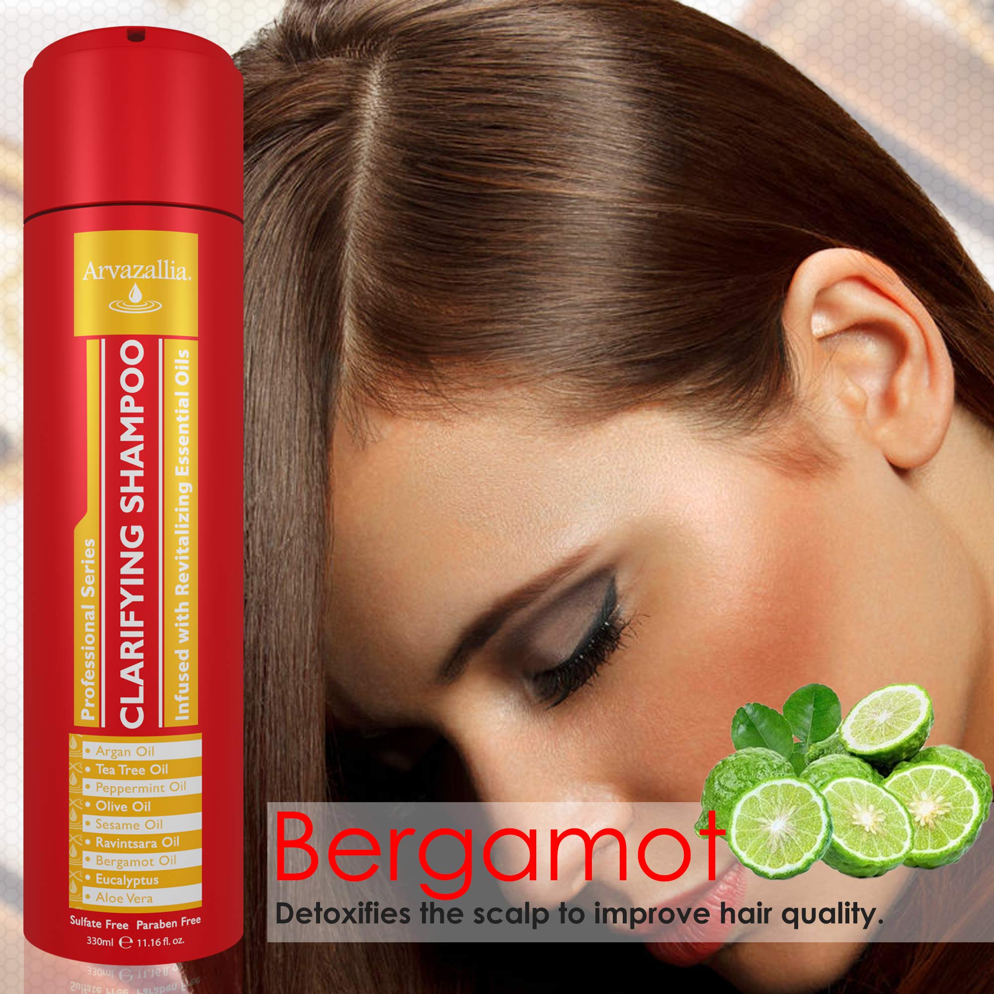 Arvazallia Clarifying Shampoo peppermint oil highlight for invigorating wash
