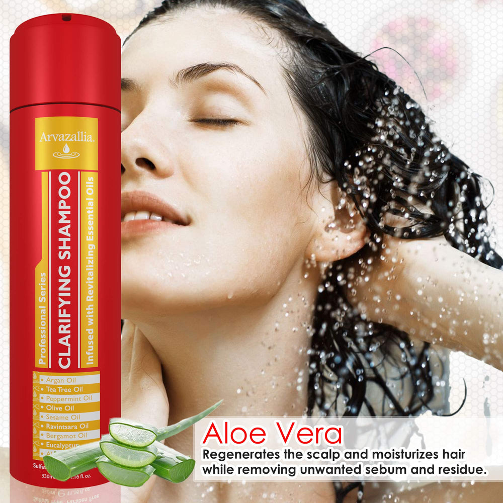 Arvazallia Clarifying Shampoo scalp massage illustrating circulation benefits