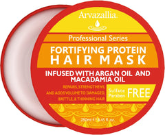 Arvazallia Fortifying Protein Hair Mask bottle ready for deep conditioning and strand repair.