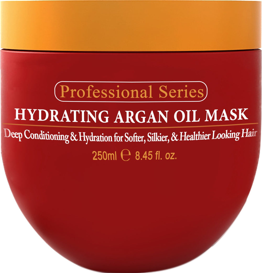 Arvazallia hydrating argan oil hair mask jar front showcases rich hydration for dry hair.