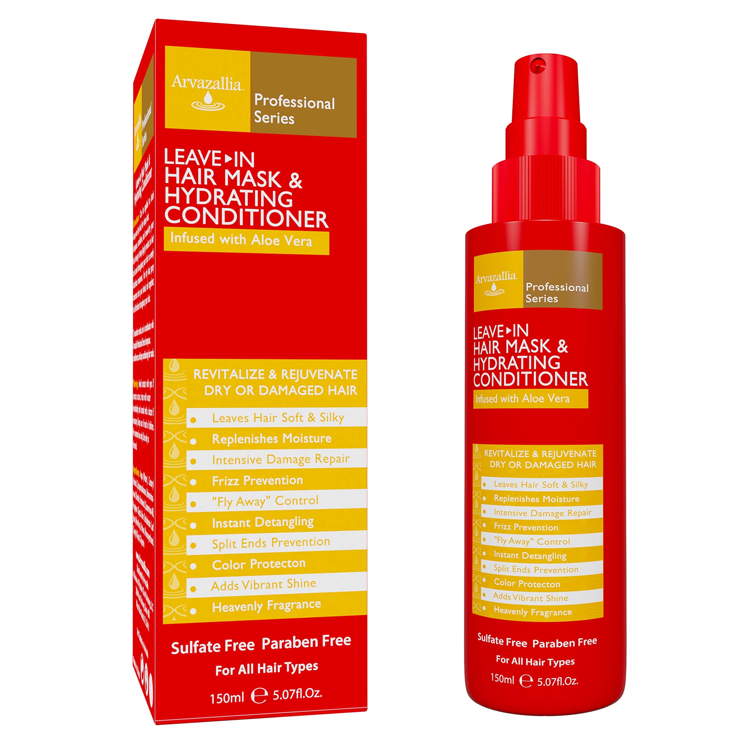 Arvazallia Leave-in Hair Mask bottle with pump for easy detangling and moisture