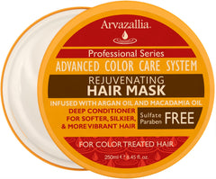 Arvazallia Rejuvenating Hair Mask bottle highlights color-safe hydration.