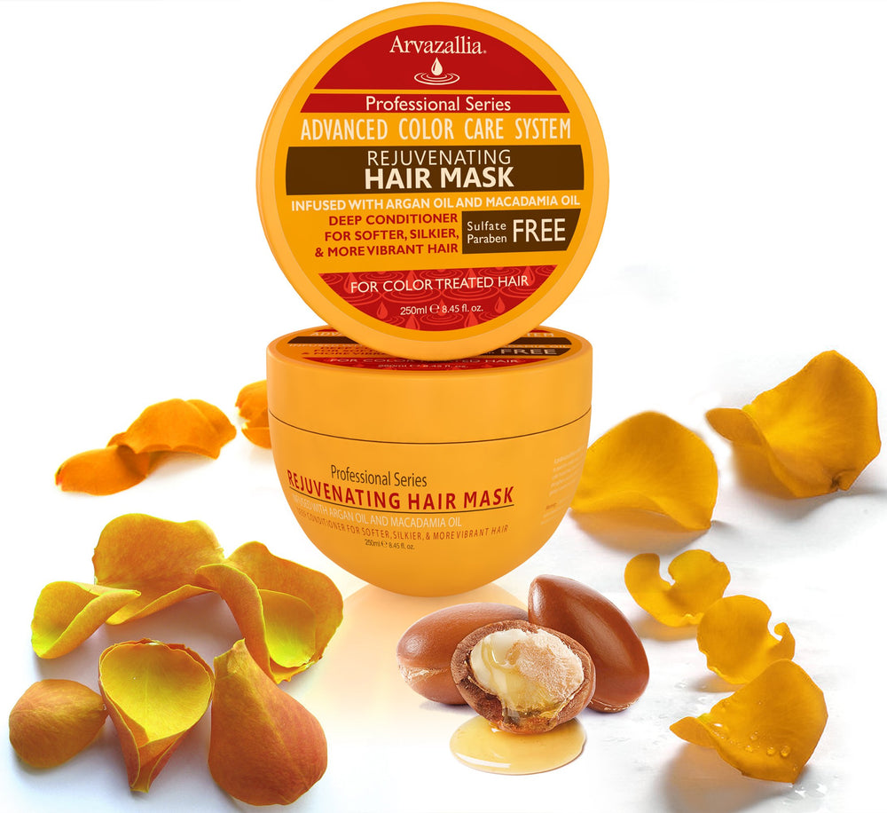 Arvazallia Rejuvenating Hair Mask results image shows silky, manageable color-treated hair.
