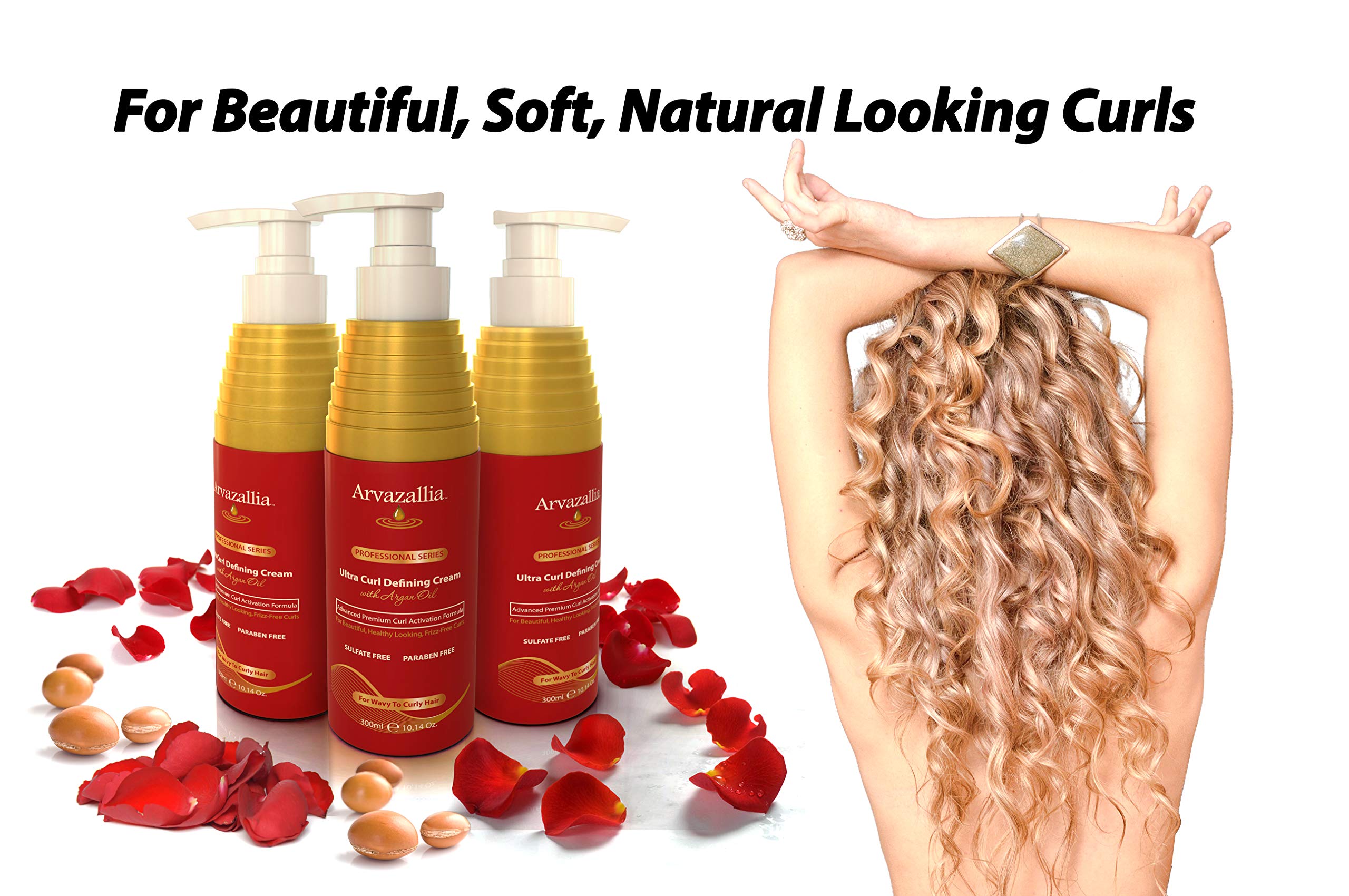 Arvazallia Ultra Curl Defining Cream on waves shows soft hold and shine.