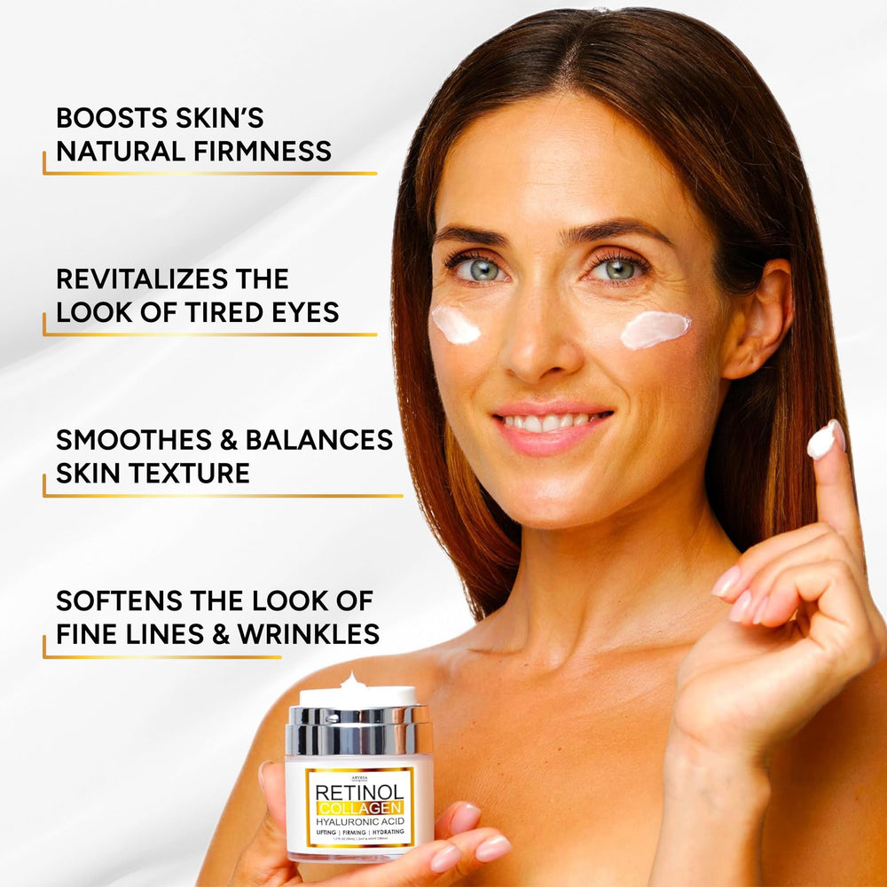 Arvesa Retinol Cream application shows quick absorption for day or night routines
