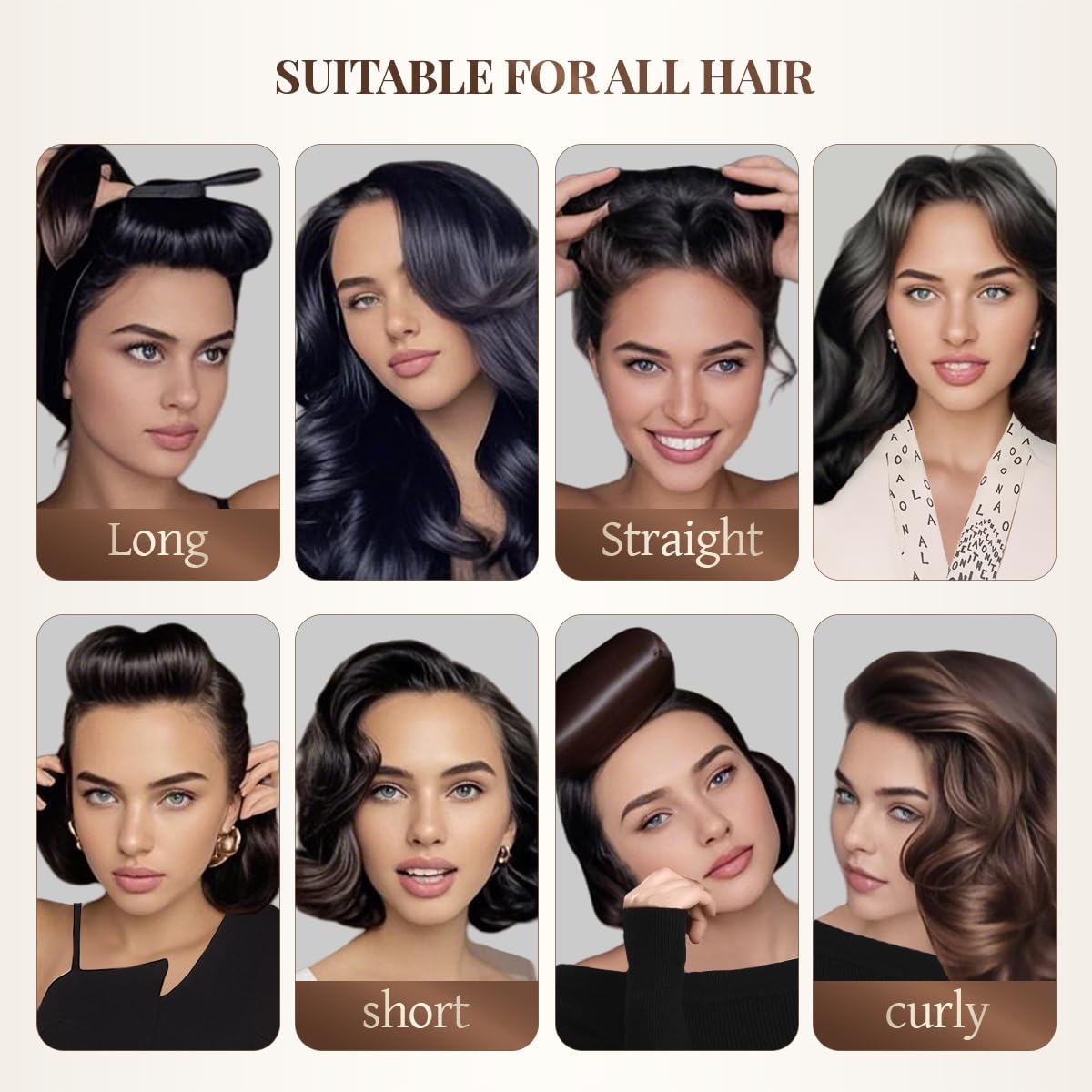 ARWVOA all-hair-types-friendly design supports thick, thin, curly, and straight textures.