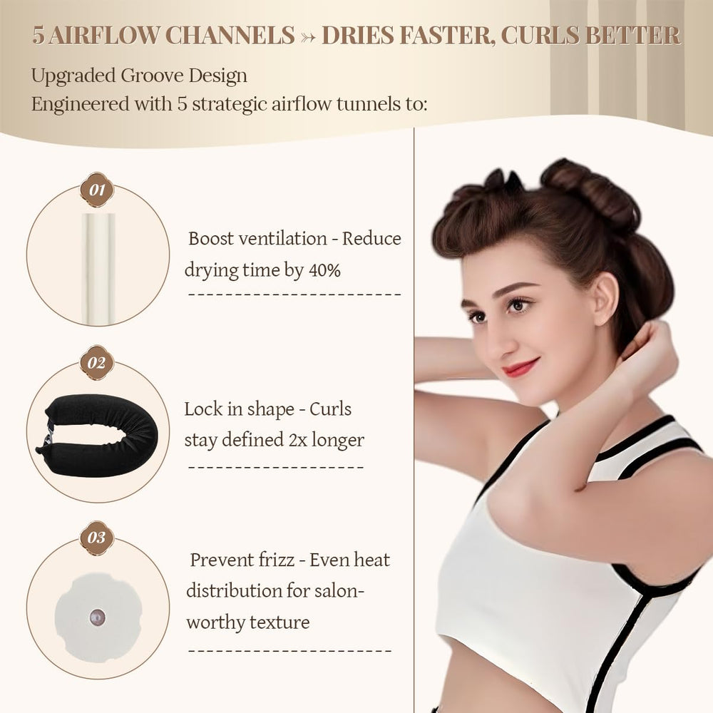 ARWVOA heatless headband holds curls comfortably all day or night.