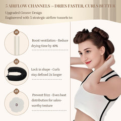 ARWVOA heatless headband holds curls comfortably all day or night.