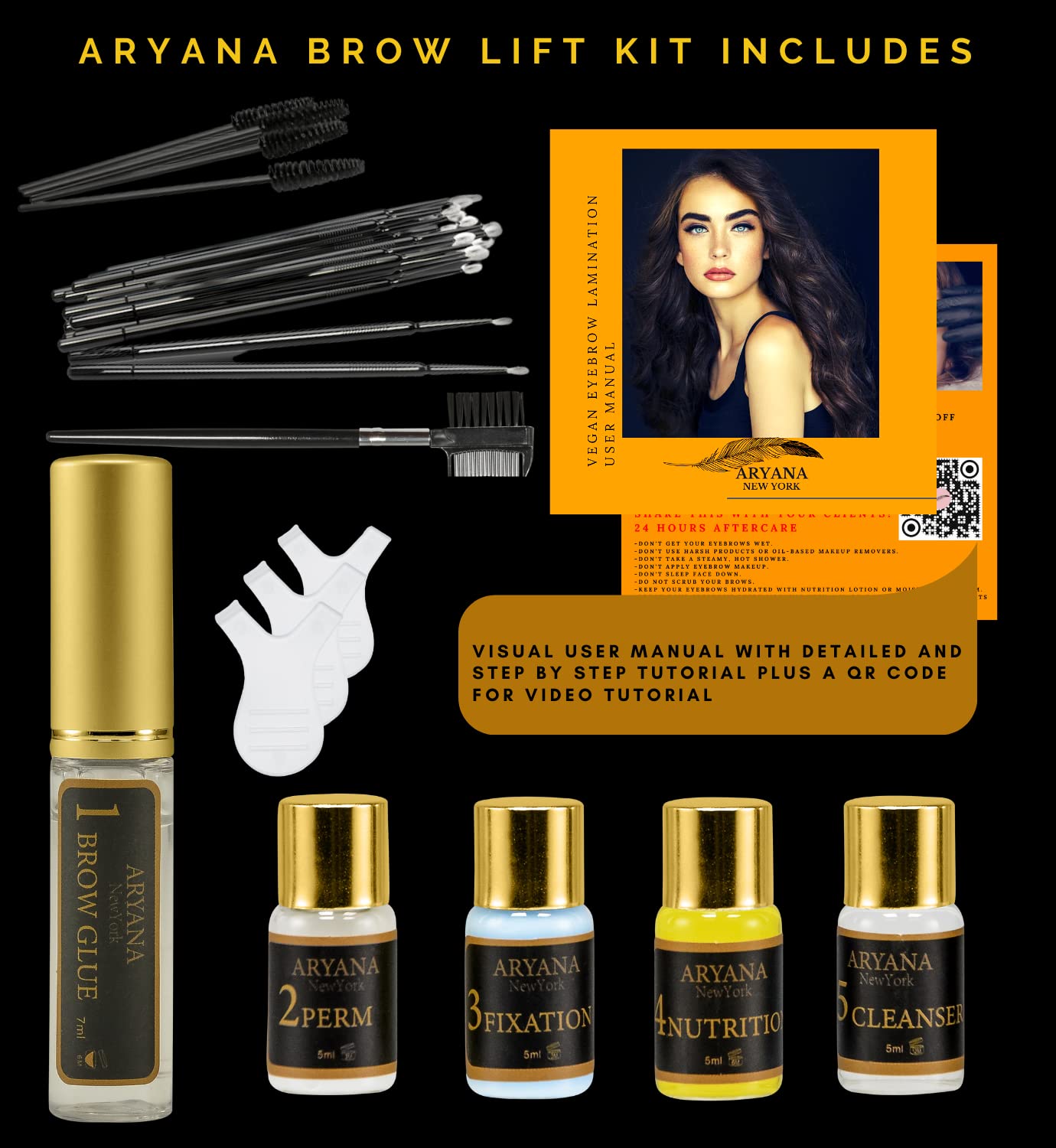 ARYANA NEW YORK lift and fixation lotion application demonstrates long-lasting lift.