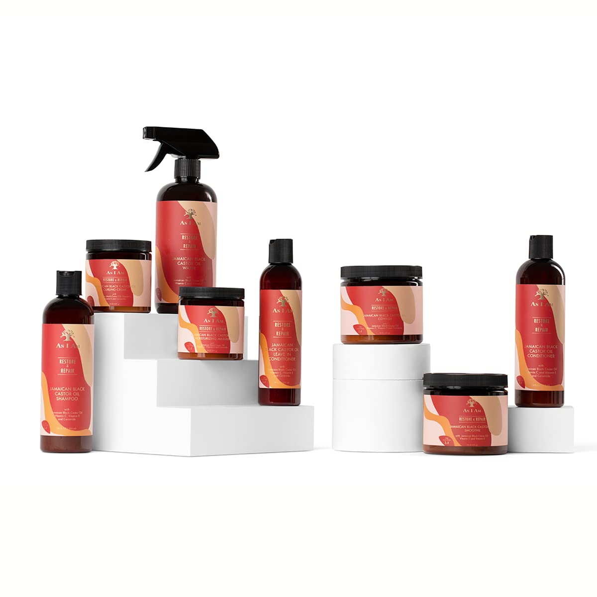 As I Am Jamaican Black Castor Oil Shampoo pump closeup emphasizes creamy texture and rich lather